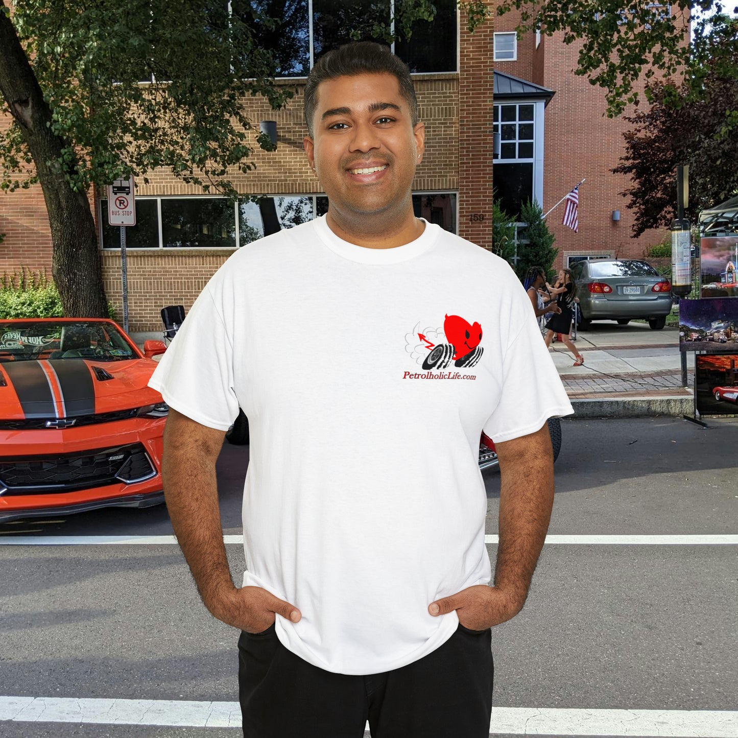 Racing Devilish Heart, also back side - Unisex Heavy Cotton Tee