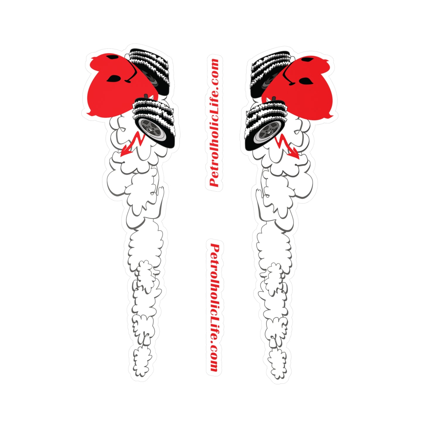 Two mirror images of Devilish Heart! Kiss-Cut Vinyl Decals