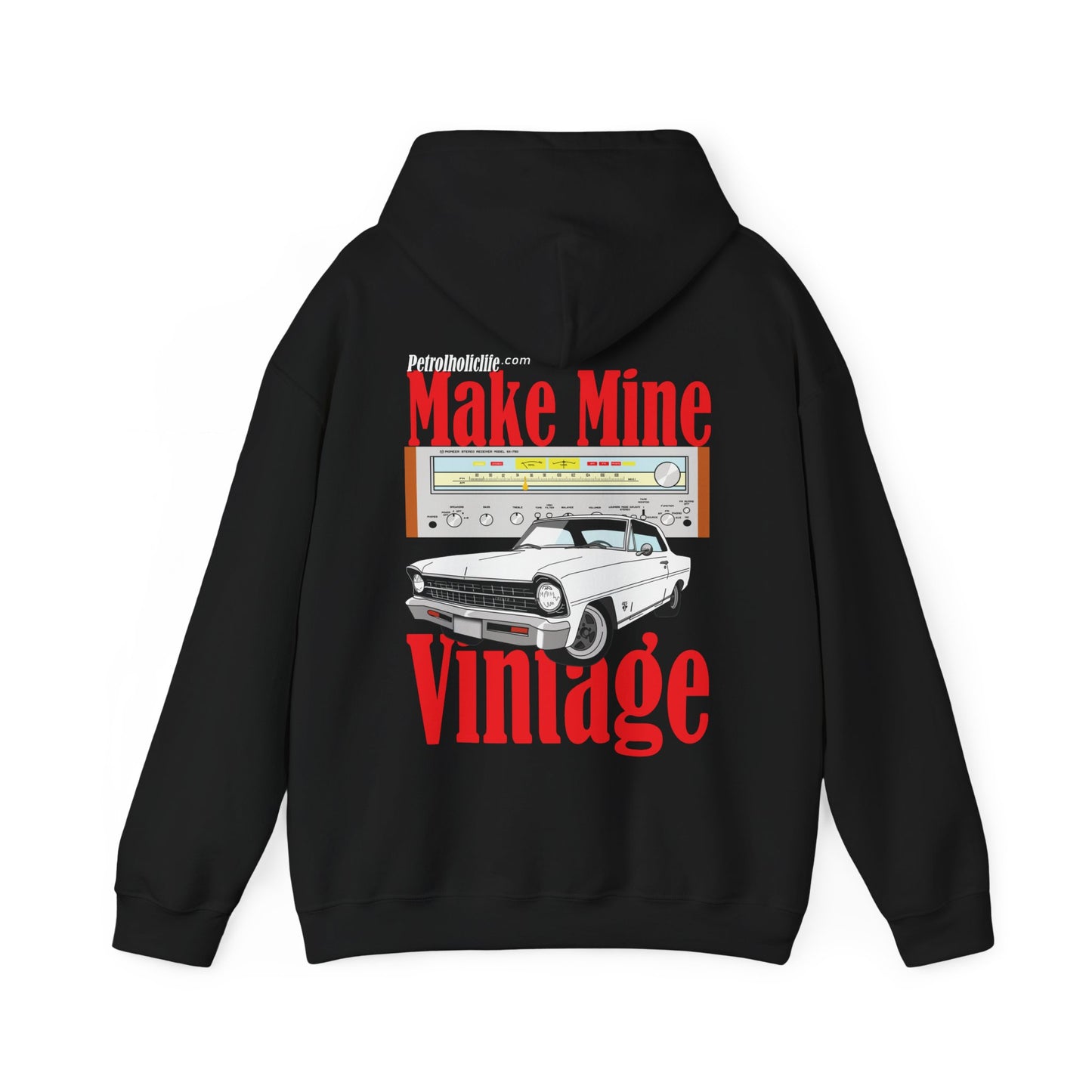 A Make Mine Vintage '67 Chev Il, Pioneer Rec'r (Back Side) Unisex Heavy Blend™ Hooded Sweatshirt