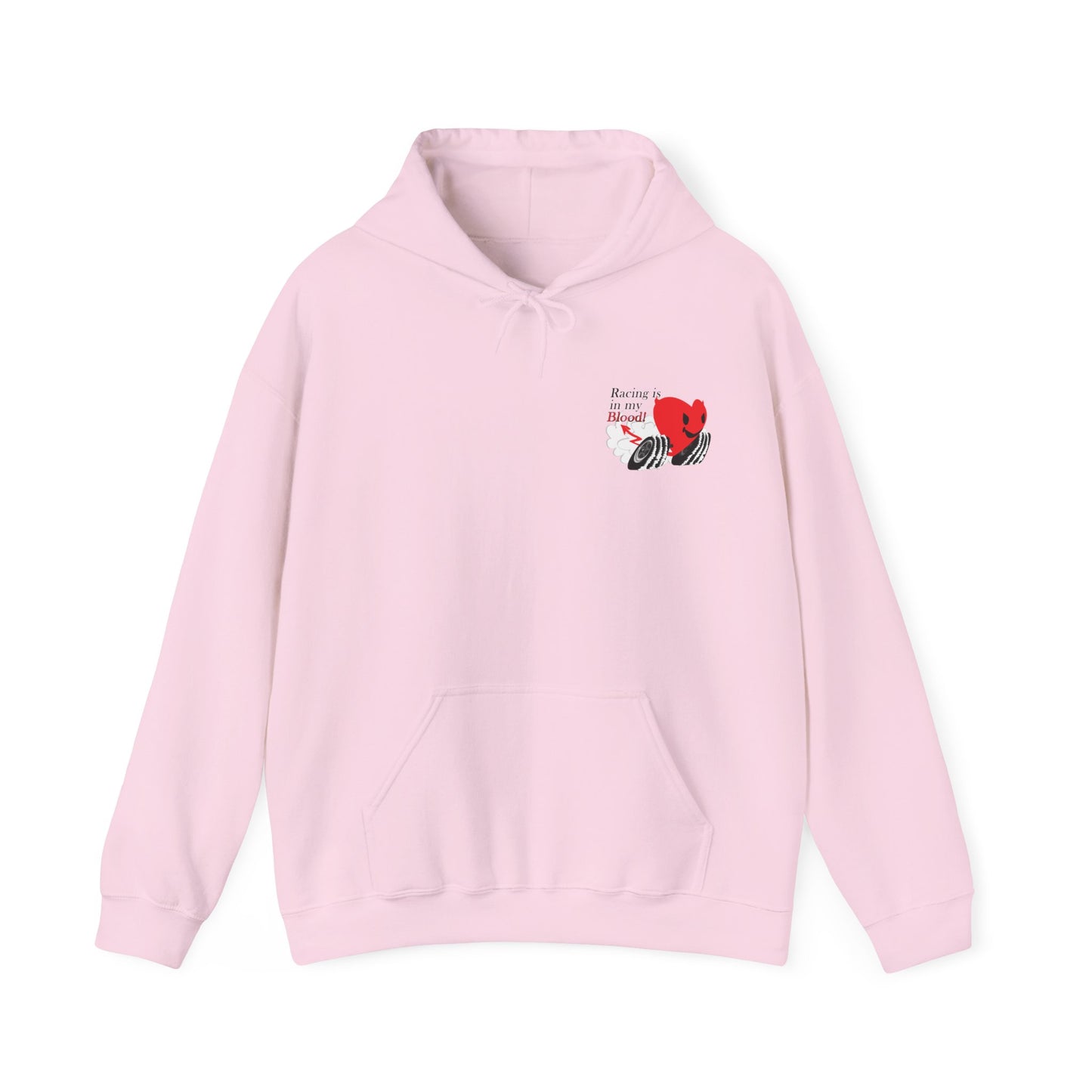 Redline a Day Keeps Mechanic Away (Back Side) Unisex Heavy Blend™ Hooded Sweatshirt in colors for Her