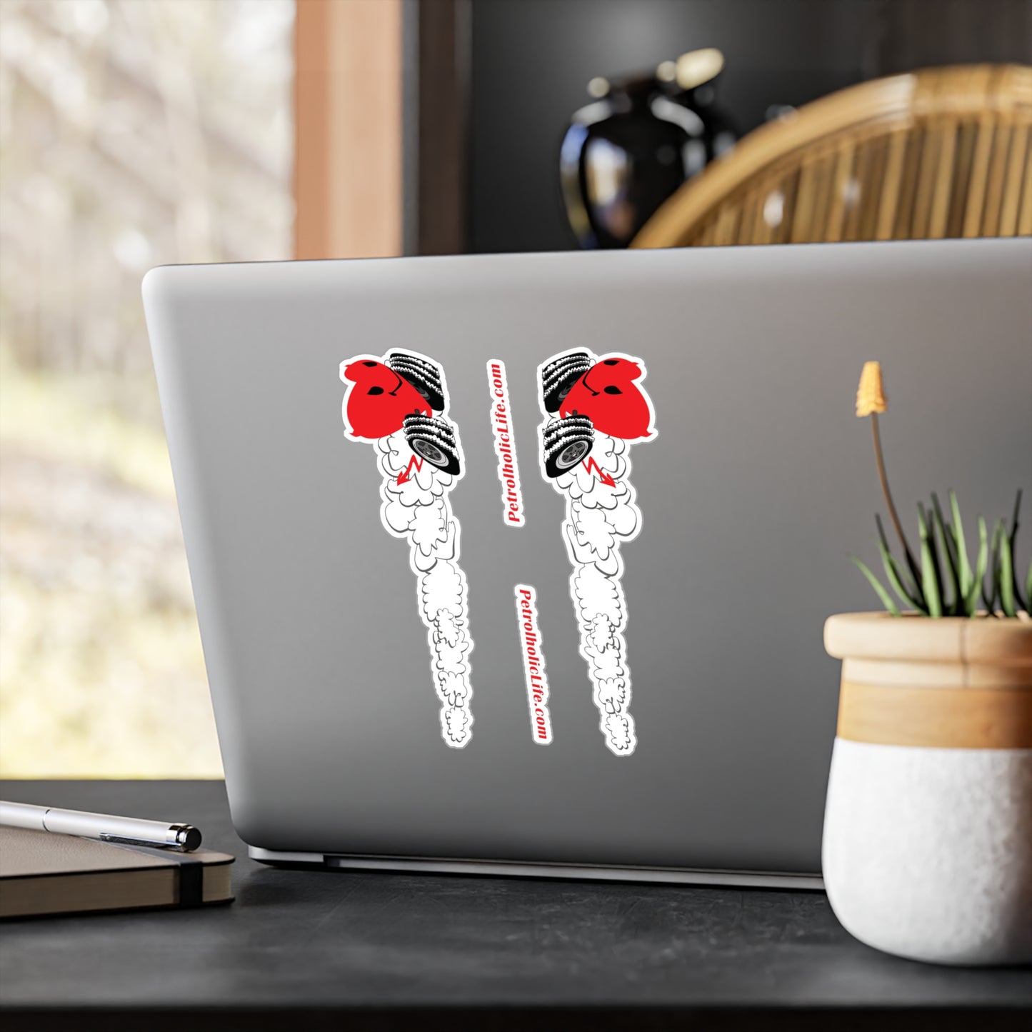 Two mirror images of Devilish Heart! Kiss-Cut Vinyl Decals
