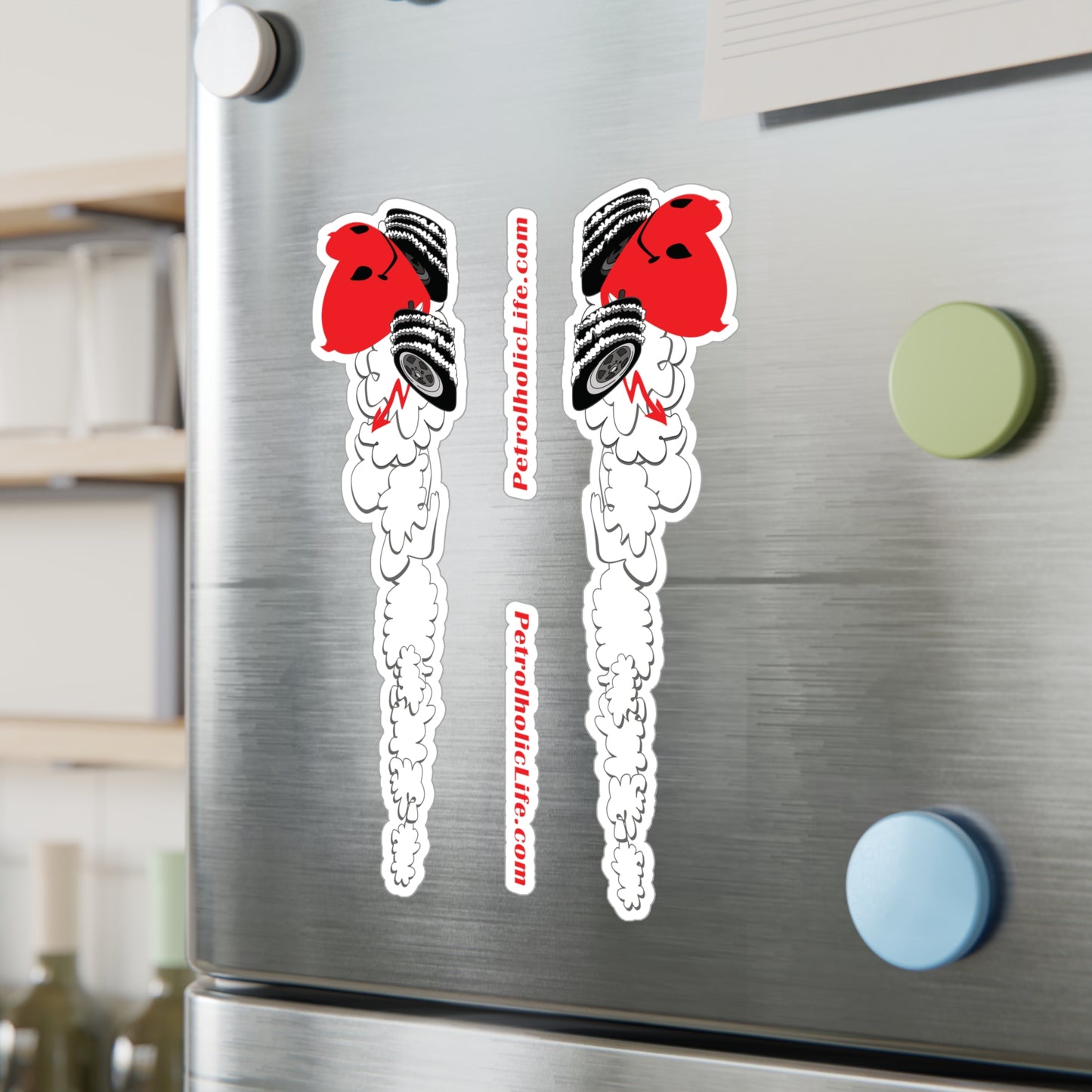 Two mirror images of Devilish Heart! Kiss-Cut Vinyl Decals