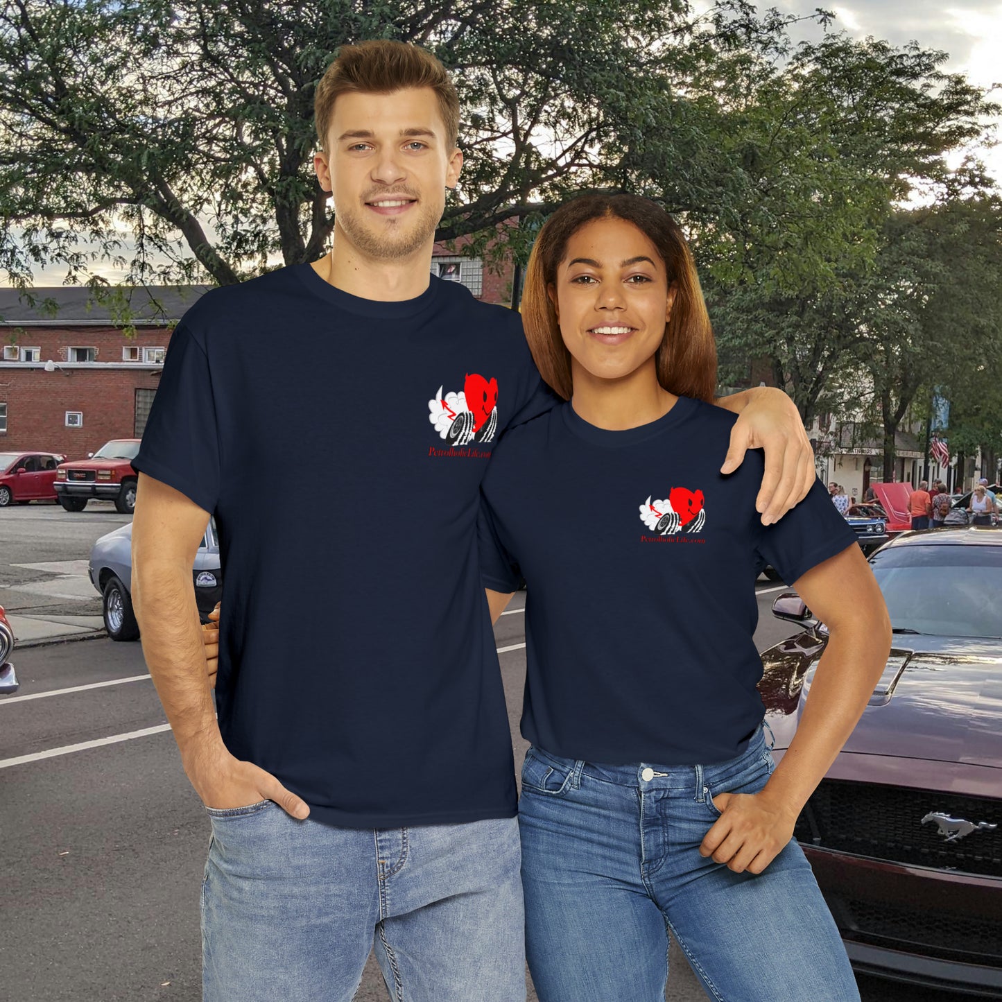 Racing Devilish Heart, also back side - Unisex Heavy Cotton Tee