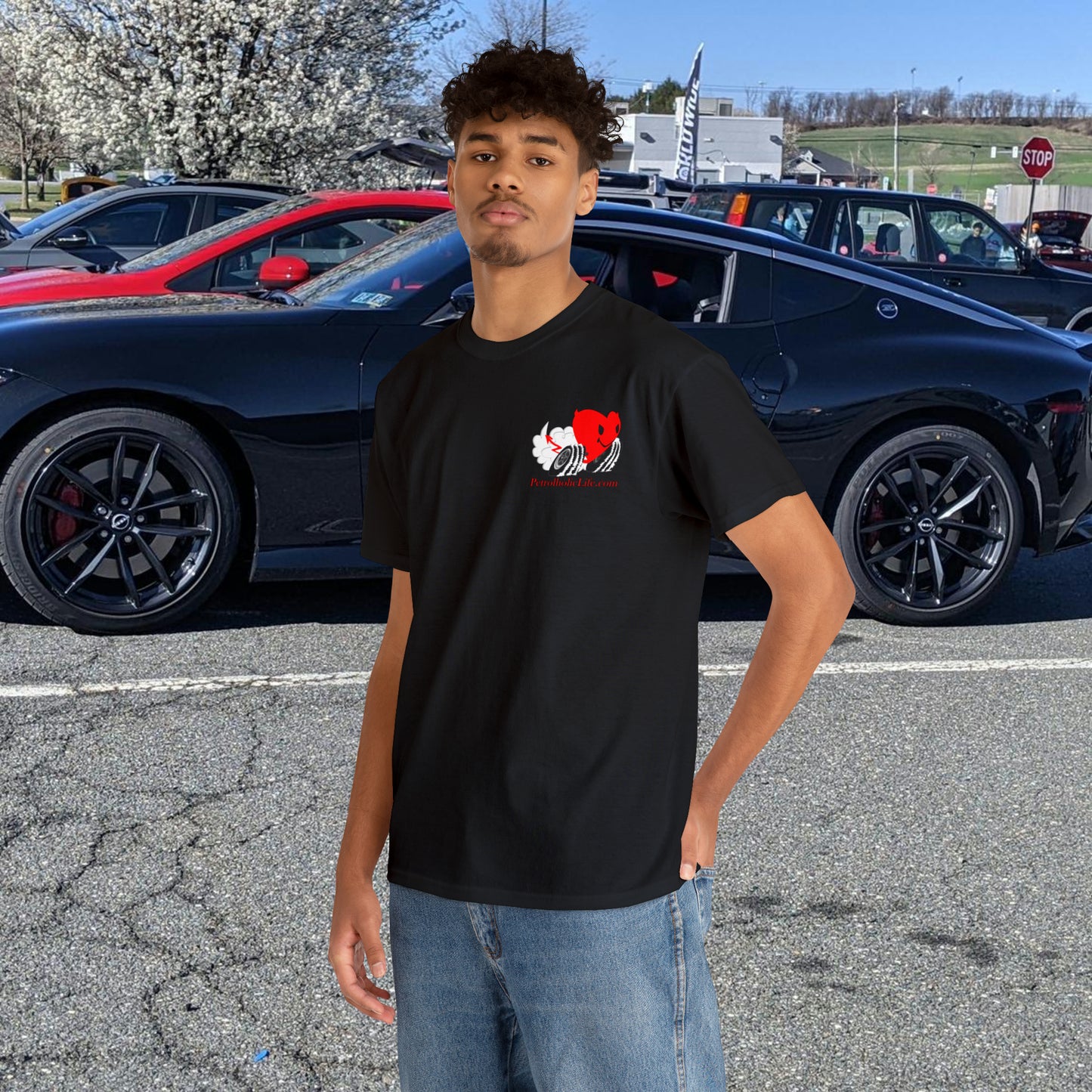 Racing Devilish Heart, also back side - Unisex Heavy Cotton Tee