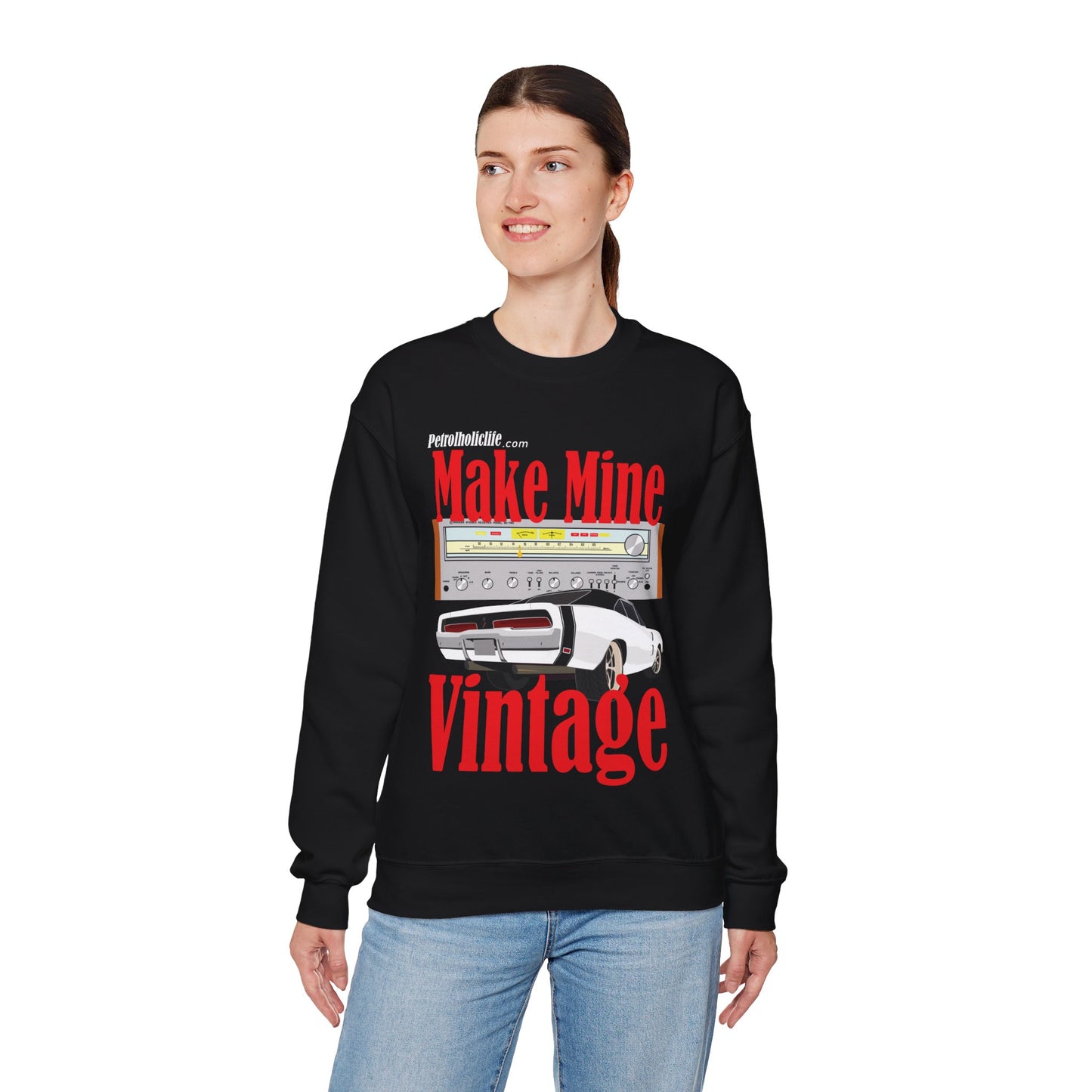 1969 Charger and Pioneer Receiver Unisex Heavy Blend™ Crewneck Sweatshirt