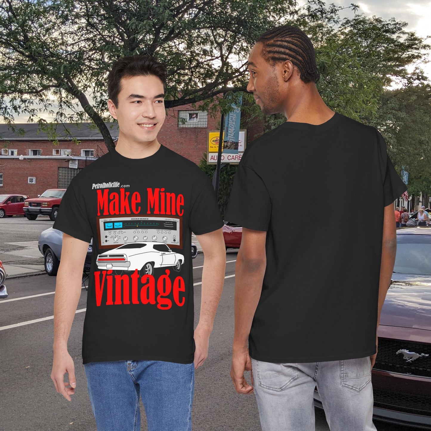 Make Mine Vintage Torino GT and Marantz - Unisex Heavy Cotton Tee