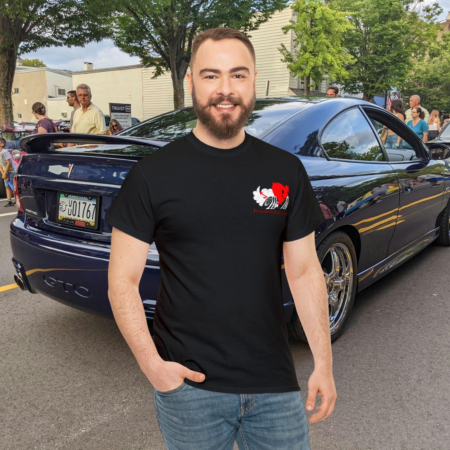 Racing Devilish Heart, also back side - Unisex Heavy Cotton Tee