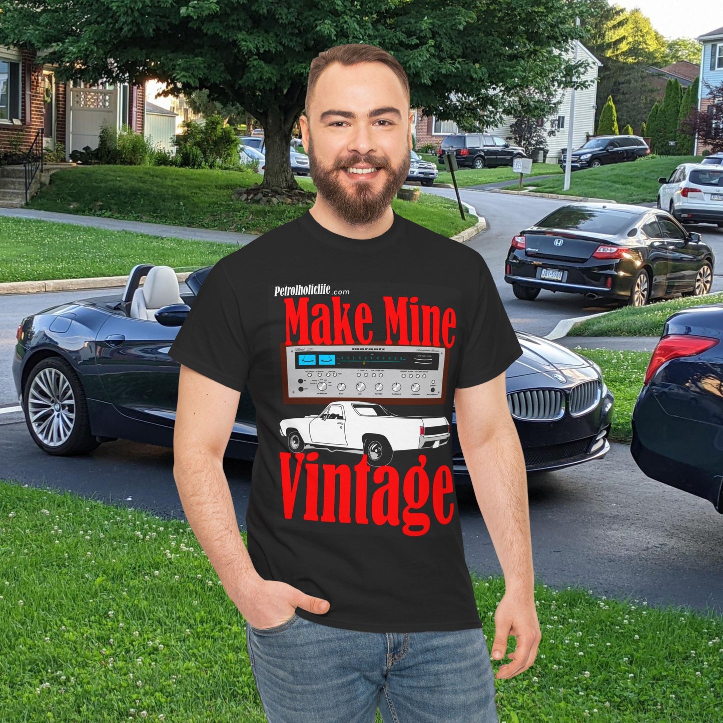 Make Mine Vintage El Camino and Marantz - Unisex Heavy Cotton Tee