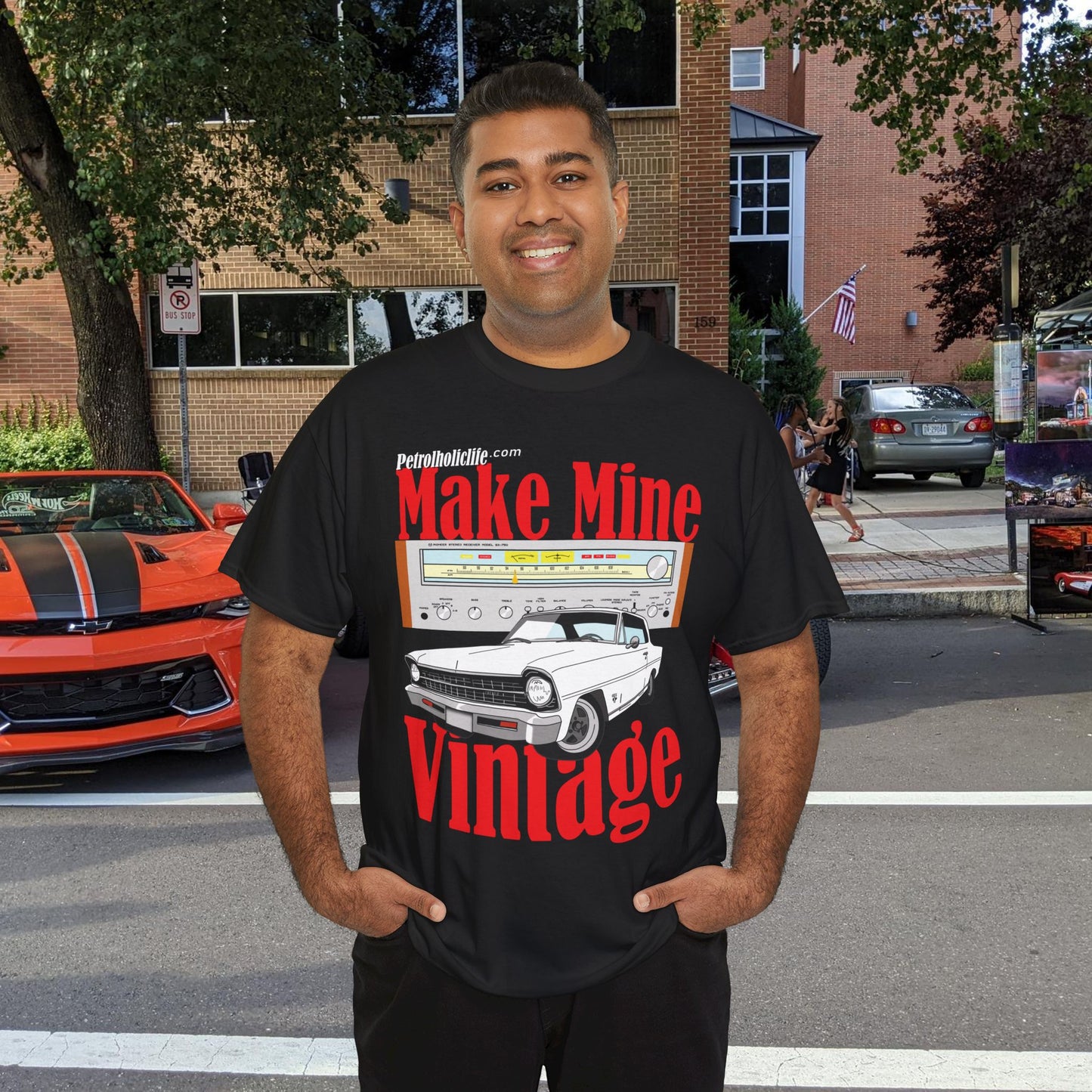 Make Mine Vintage Chev II and Pioneer Receiver - Unisex Heavy Cotton Tee