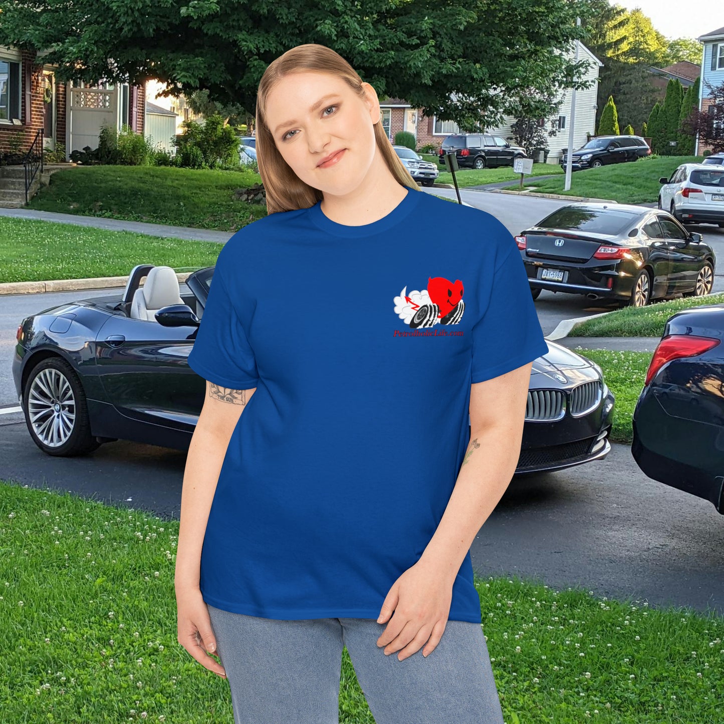 Racing Devilish Heart, also back side - Unisex Heavy Cotton Tee