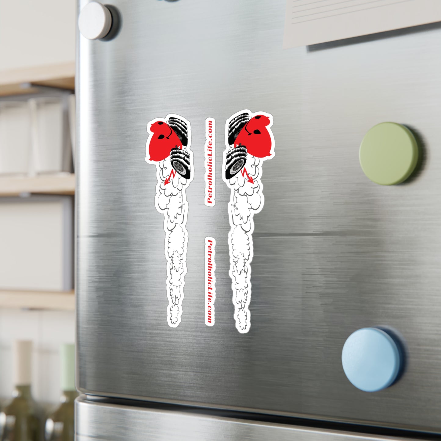 Two mirror images of Devilish Heart! Kiss-Cut Vinyl Decals
