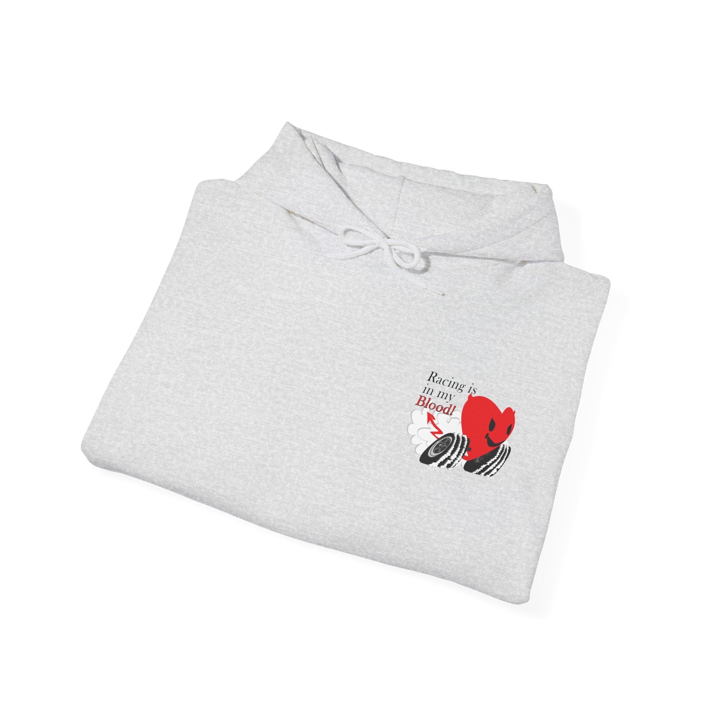 Redline a Day Keeps Mechanic Away (Back Side) Unisex Heavy Blend™ Hooded Sweatshirt in colors for Her
