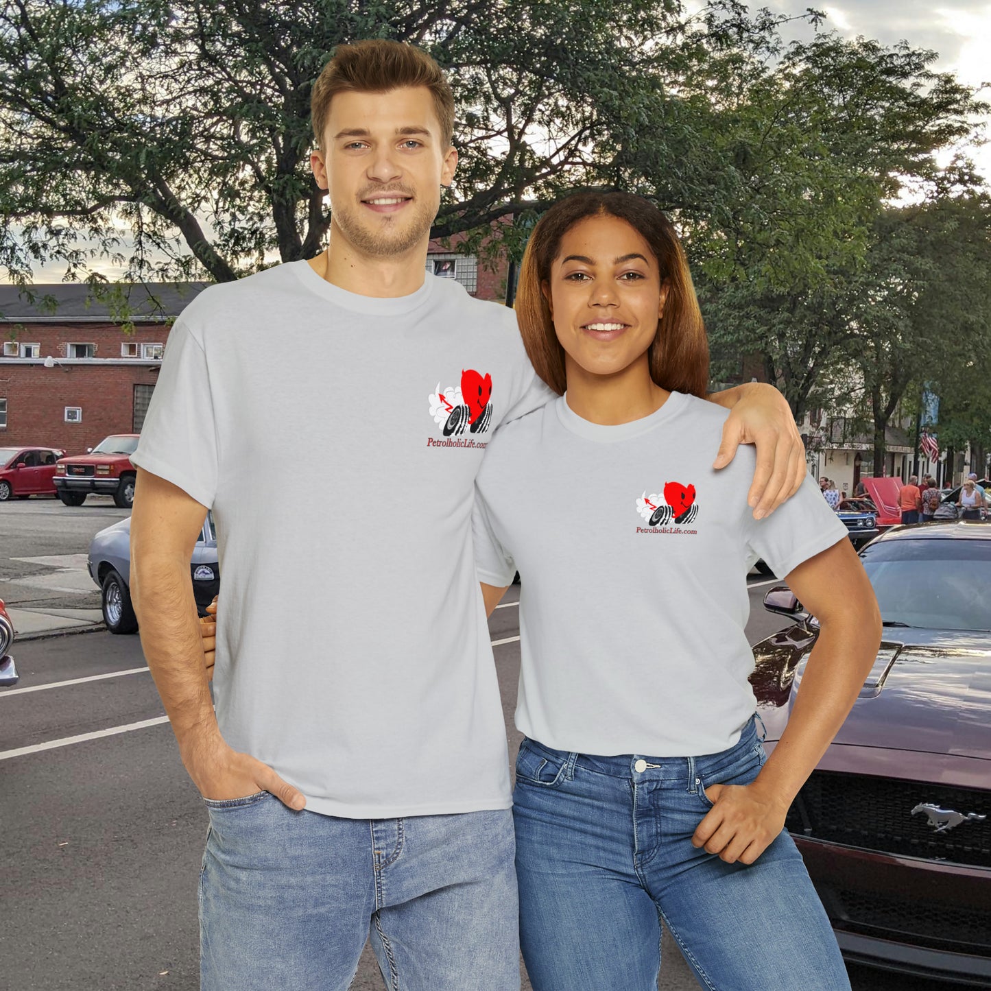Racing Devilish Heart, also back side - Unisex Heavy Cotton Tee