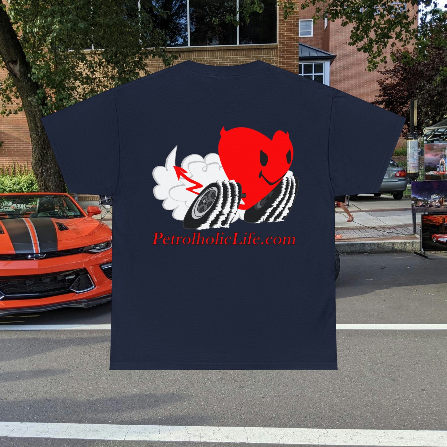 Racing Devilish Heart, also back side - Unisex Heavy Cotton Tee