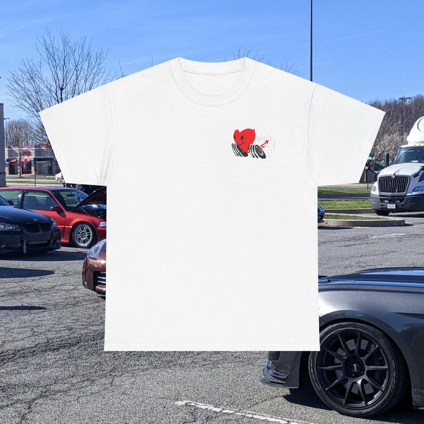 Racing Heart Front and Back - Unisex Heavy Cotton Tee