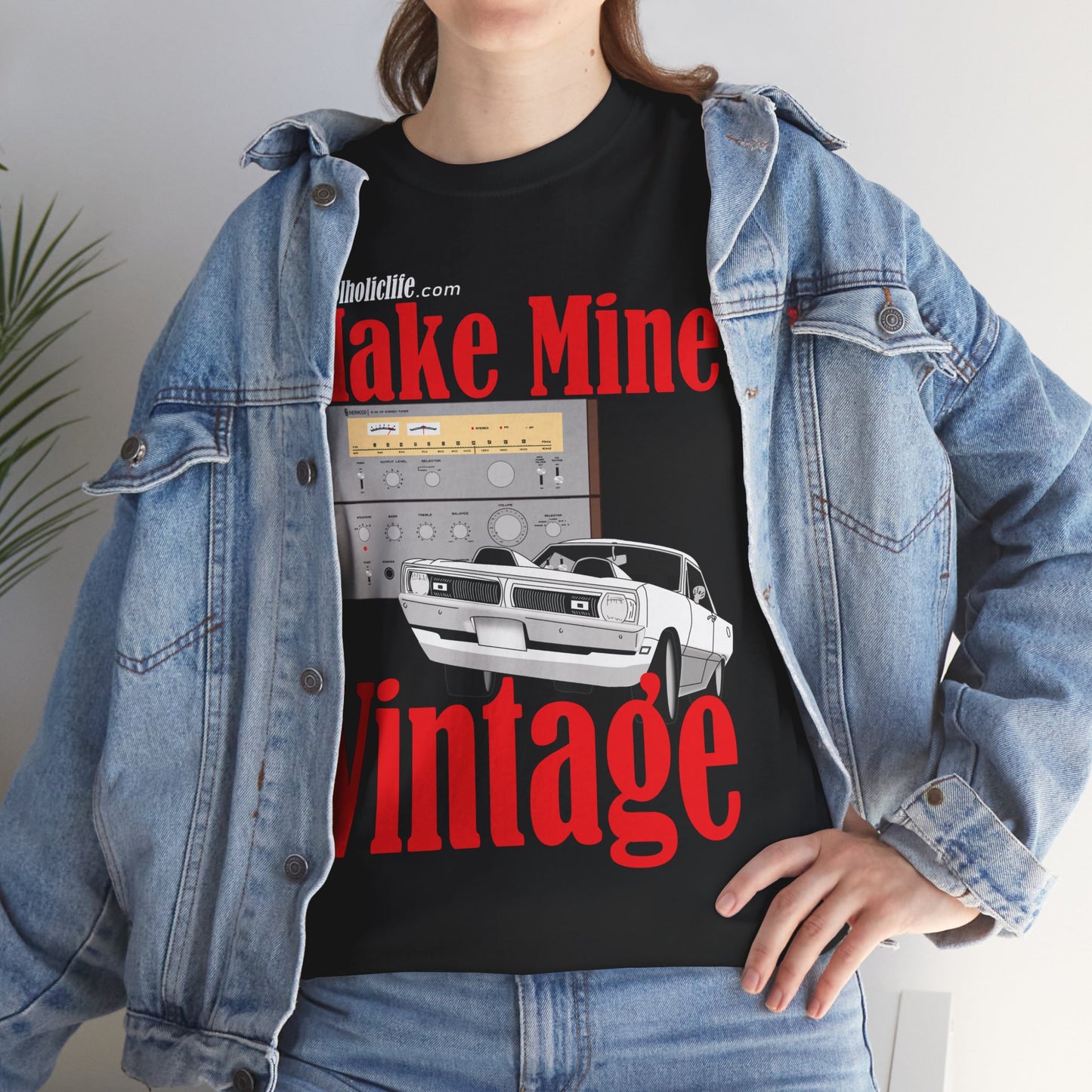 '70 Swinger and Make Mine Vintage Sherwood Stereo - Unisex Heavy Cotton Tee