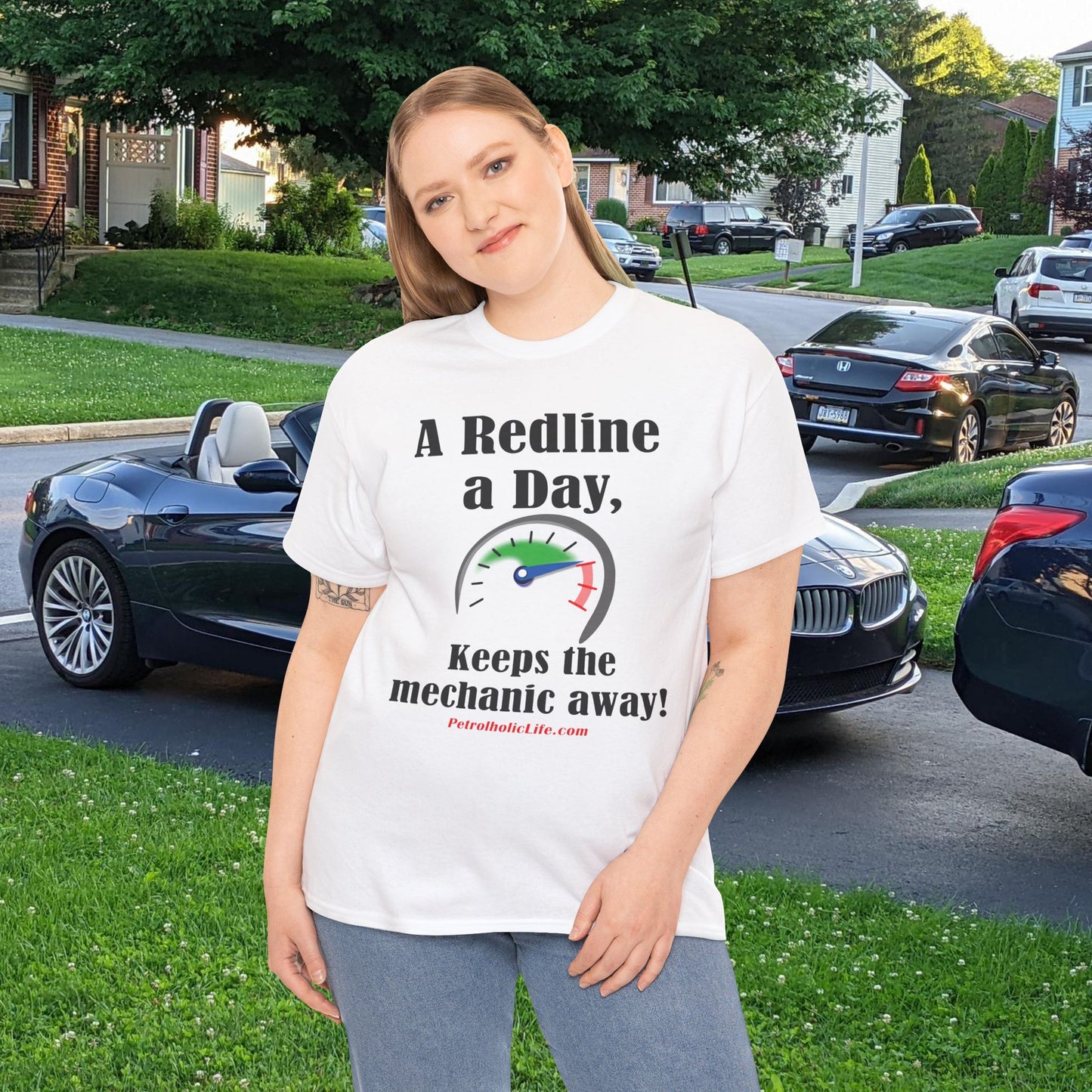 A Redline a Day Keeps the Mechanic Away - Unisex Heavy Cotton Tee