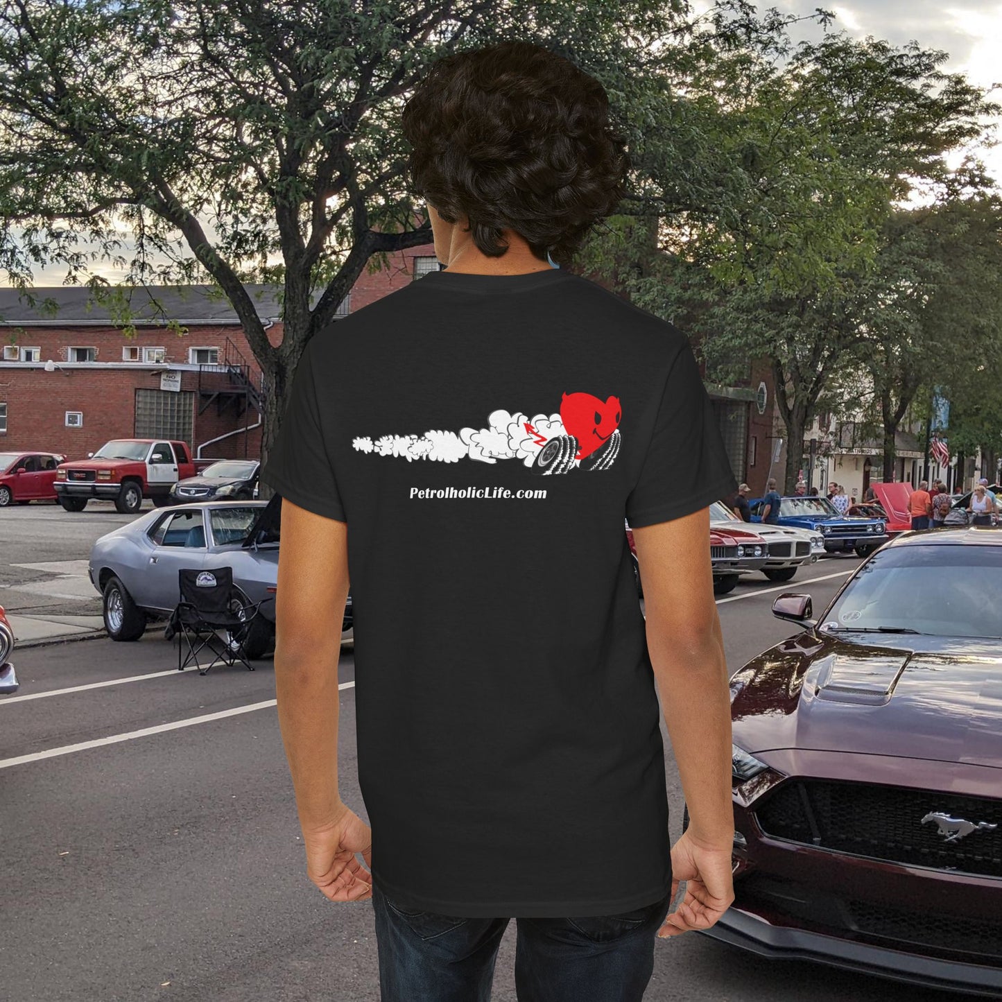 Racing Heart Front and Back - Unisex Heavy Cotton Tee