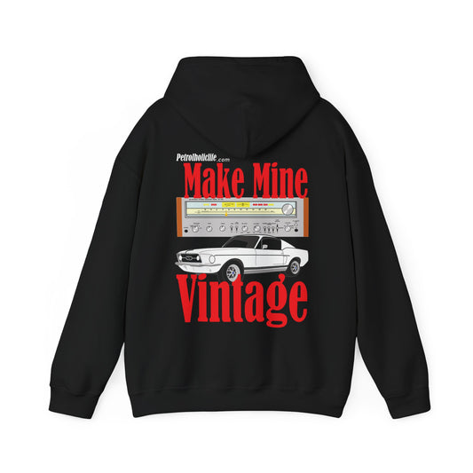 Make Mine Vintage '67 Mustang and Marantz Receiver (Back Side) Unisex Heavy Blend™ Hooded Sweatshirt
