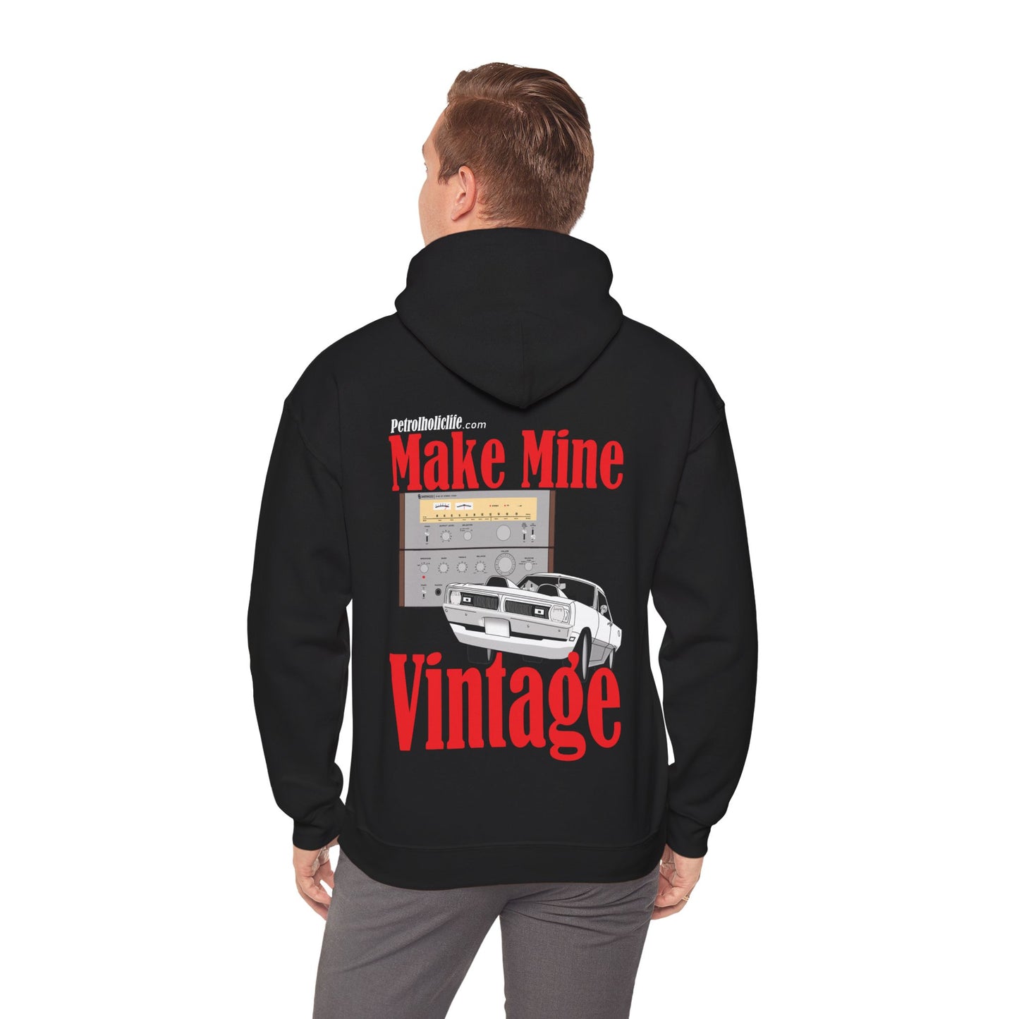 Make Mine Vintage '70 Dart Swinger, Sherwood Stereo (Back Side) Unisex Heavy Blend™ Hooded Sweatshirt