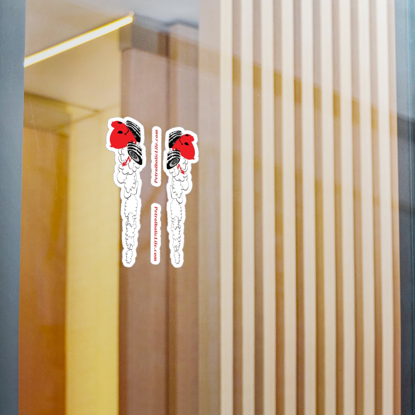 Two mirror images of Devilish Heart! Kiss-Cut Vinyl Decals