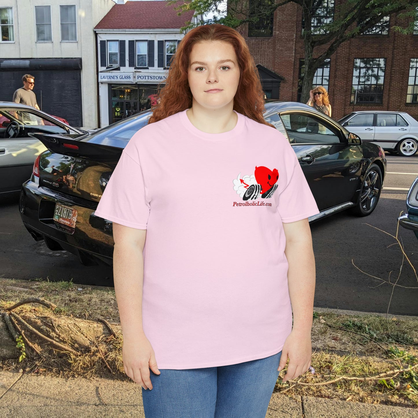 Racing Devilish Heart, also back side - Unisex Heavy Cotton Tee