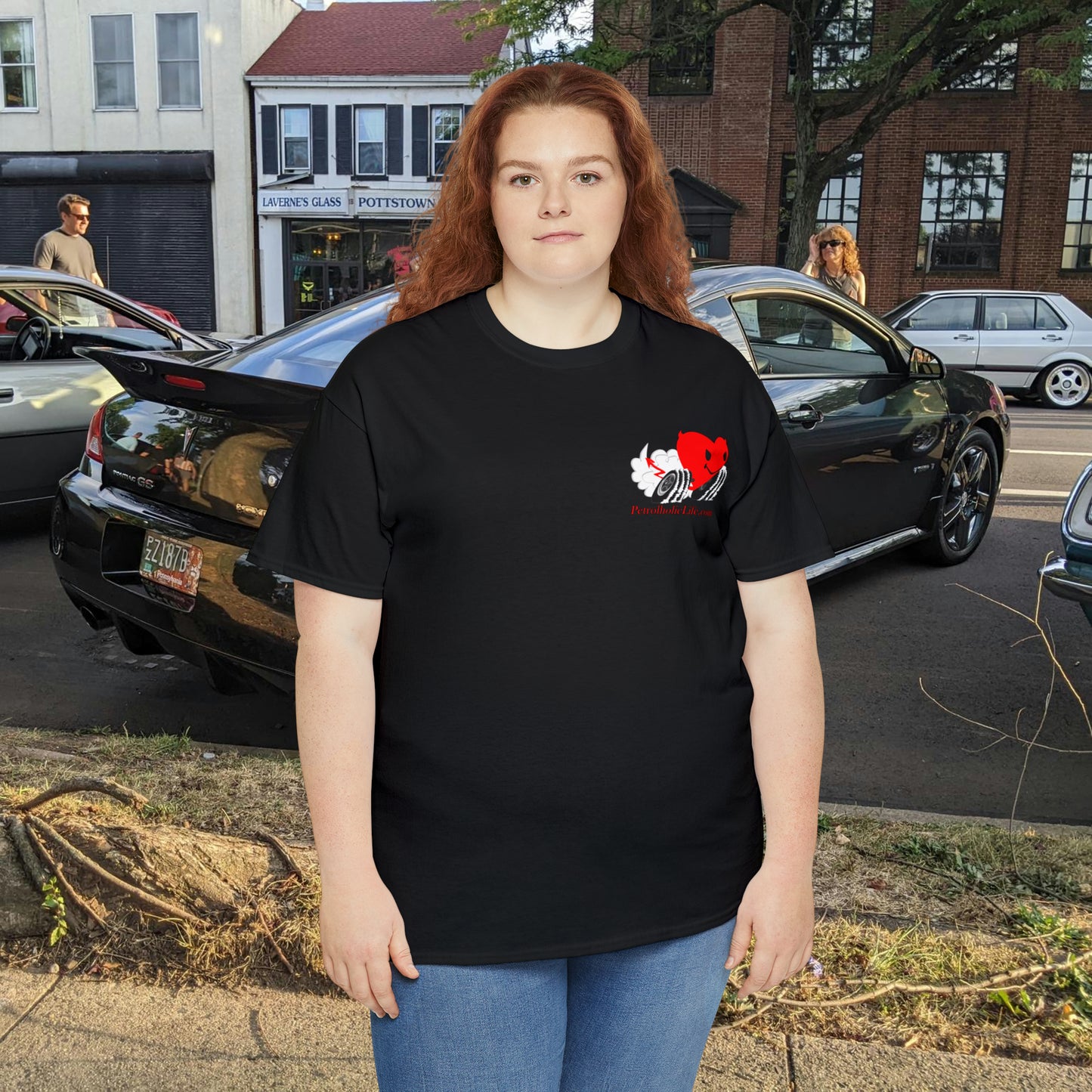 Racing Devilish Heart, also back side - Unisex Heavy Cotton Tee