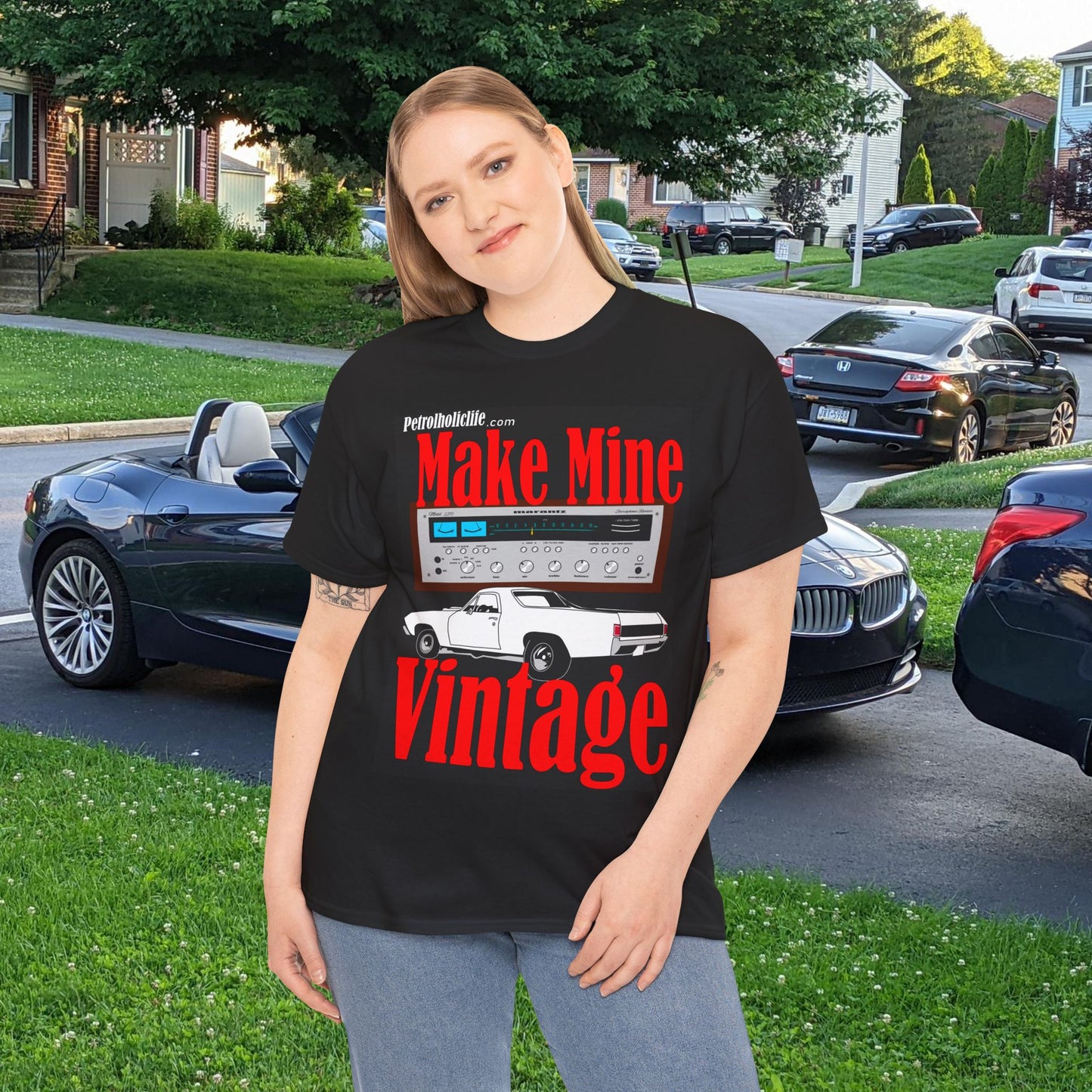 Make Mine Vintage El Camino and Marantz - Unisex Heavy Cotton Tee