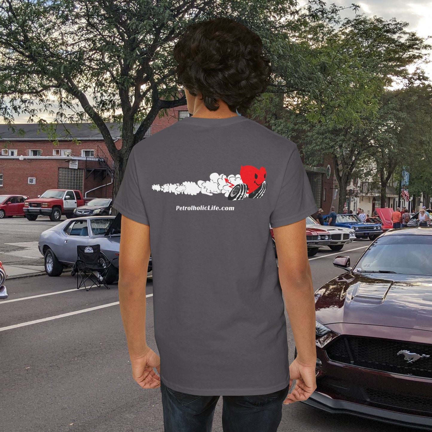 Racing Heart Front and Back - Unisex Heavy Cotton Tee