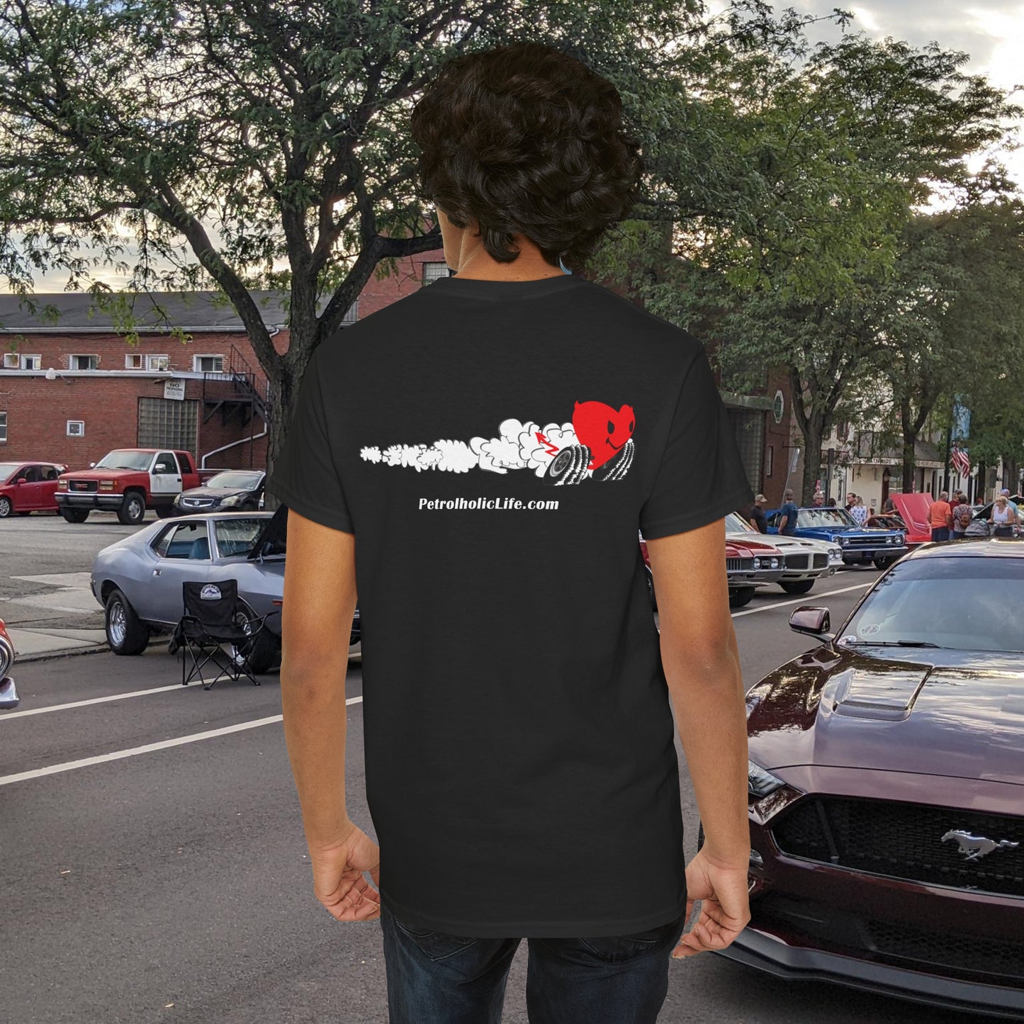 Racing Heart Front and Back - Unisex Heavy Cotton Tee