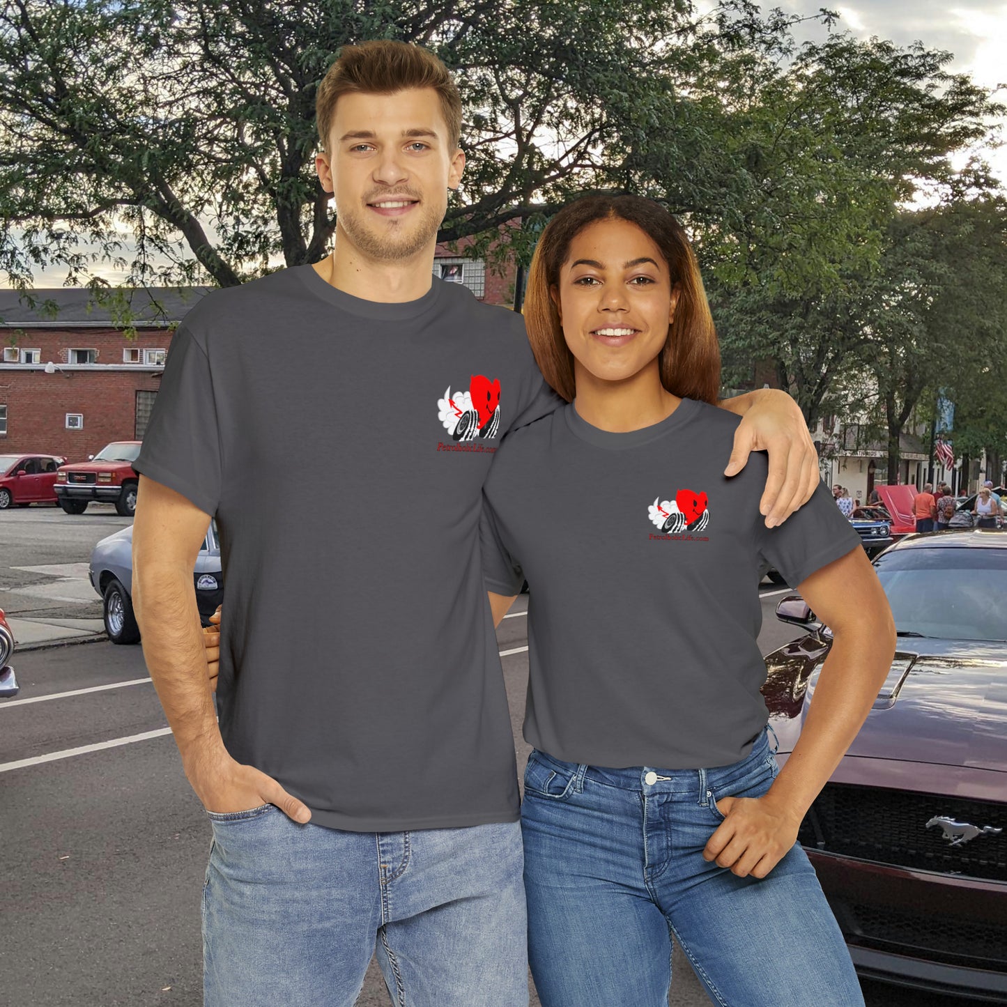 Racing Devilish Heart, also back side - Unisex Heavy Cotton Tee