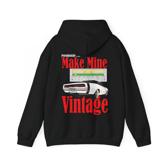 Make Mine Vintage '69 Charger and Sansui Receiver (Back Side) Unisex Heavy Blend™ Hooded Sweatshirt