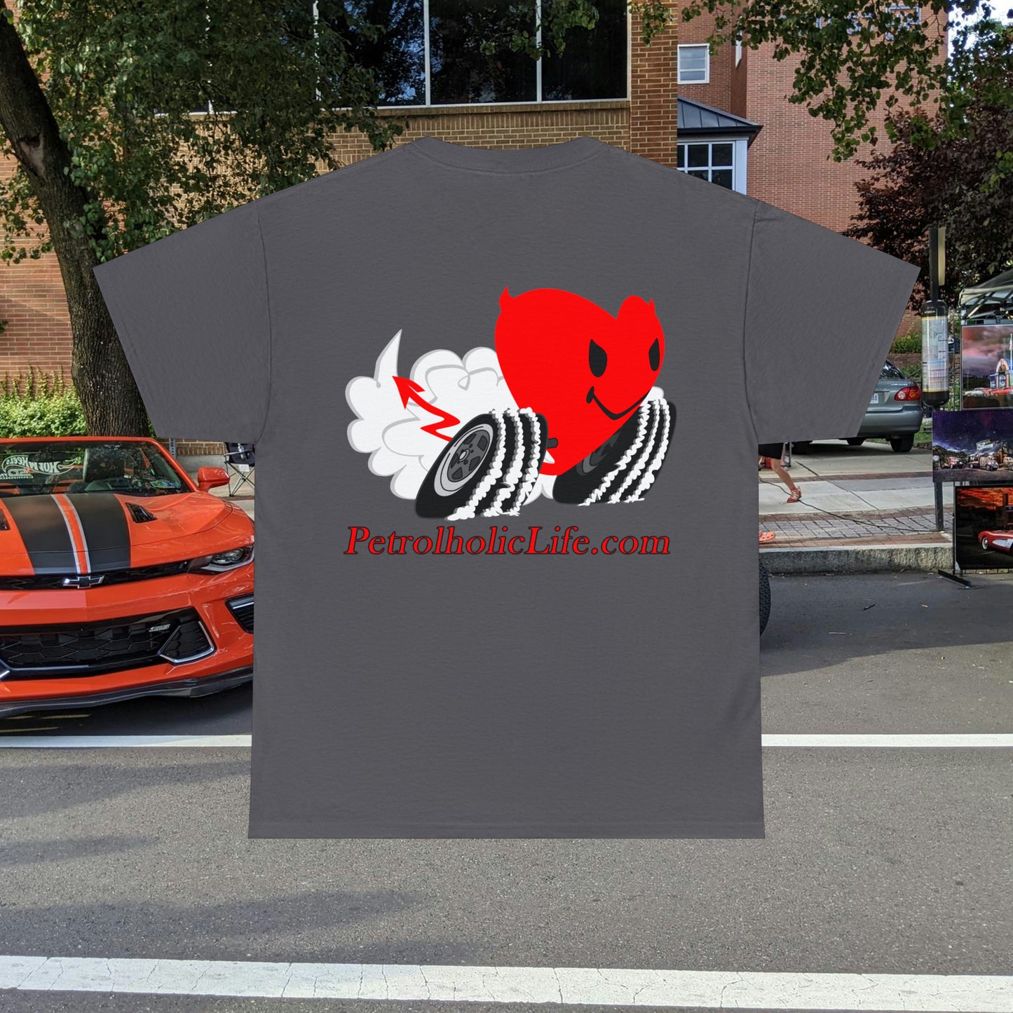 Racing Devilish Heart, also back side - Unisex Heavy Cotton Tee