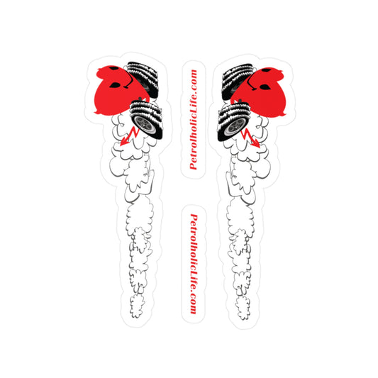 Two mirror images of Devilish Heart! Kiss-Cut Vinyl Decals
