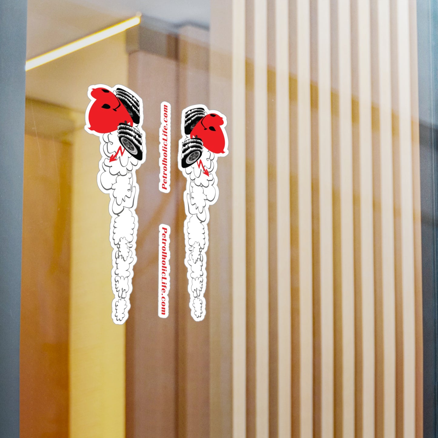 Two mirror images of Devilish Heart! Kiss-Cut Vinyl Decals