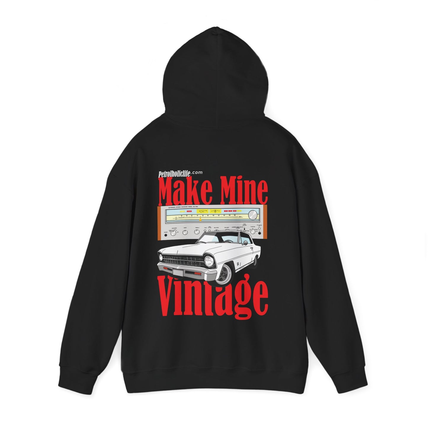 A Make Mine Vintage '67 Chev Il, Pioneer Rec'r (Back Side) Unisex Heavy Blend™ Hooded Sweatshirt