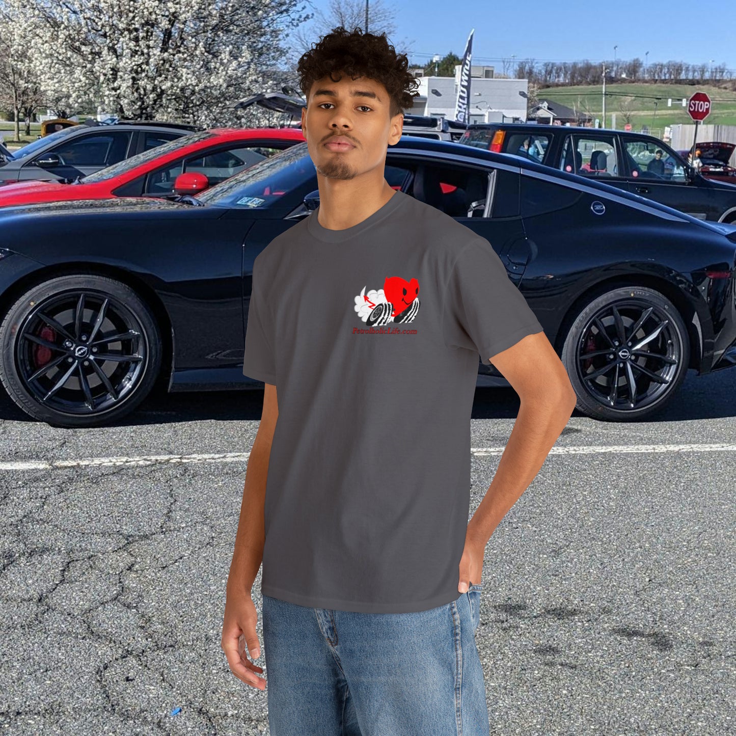 Racing Devilish Heart, also back side - Unisex Heavy Cotton Tee