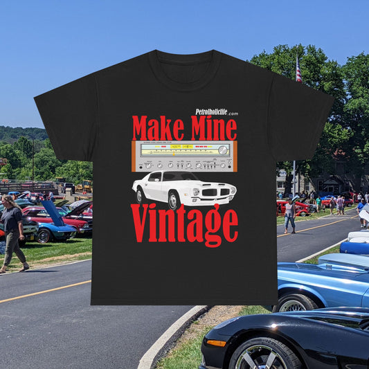 A Make Mine Vintage Formula Firebird and Pioneer Receiver - Unisex Heavy Cotton Tee