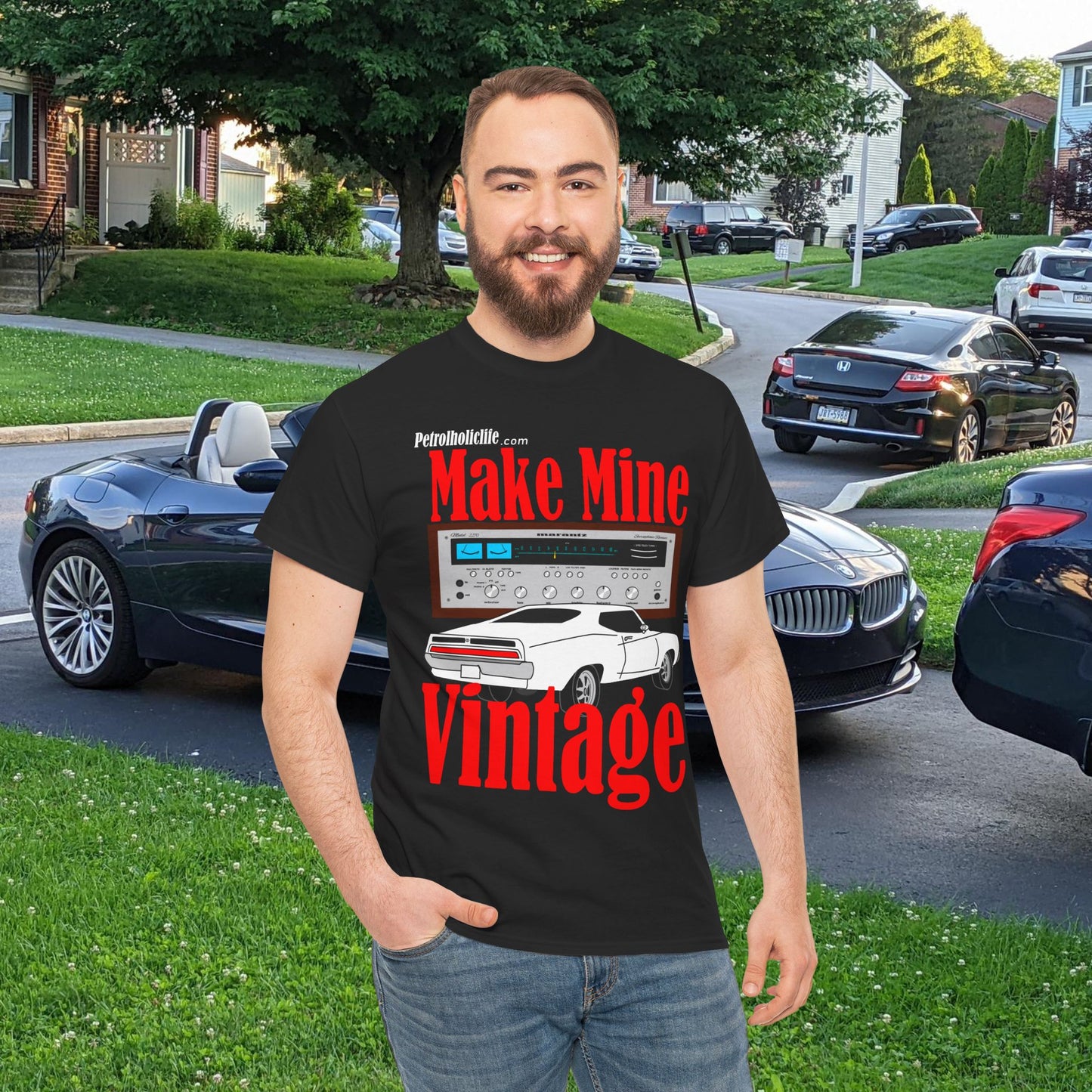 Make Mine Vintage Torino GT and Marantz - Unisex Heavy Cotton Tee