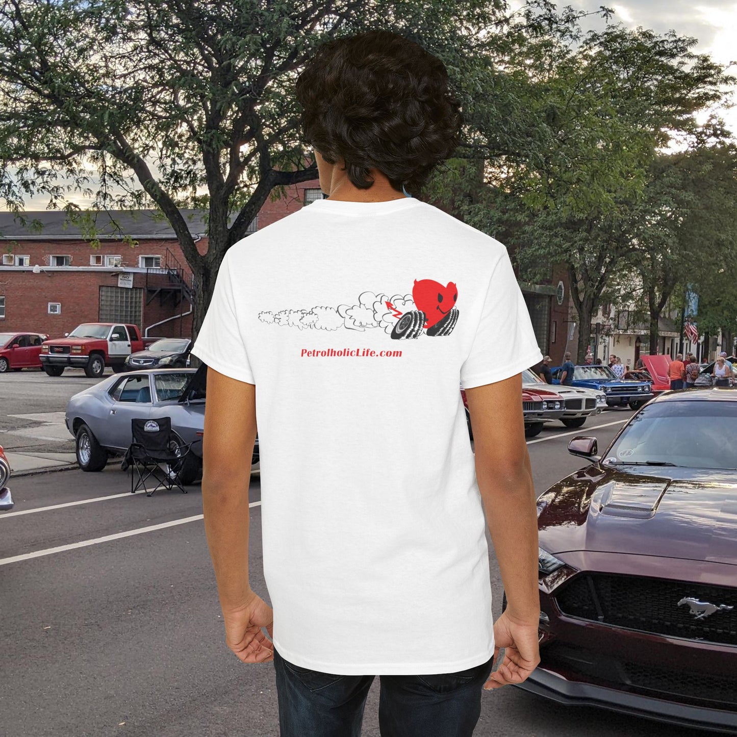 Racing Heart Front and Back - Unisex Heavy Cotton Tee