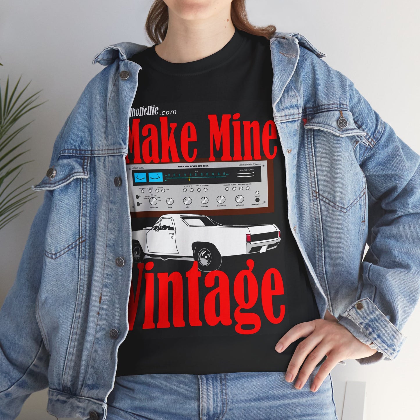 Make Mine Vintage El Camino and Marantz - Unisex Heavy Cotton Tee