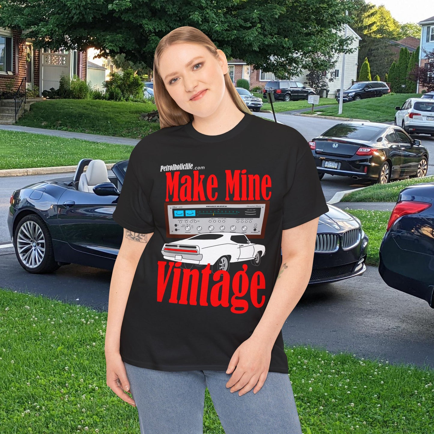 Make Mine Vintage Torino GT and Marantz - Unisex Heavy Cotton Tee