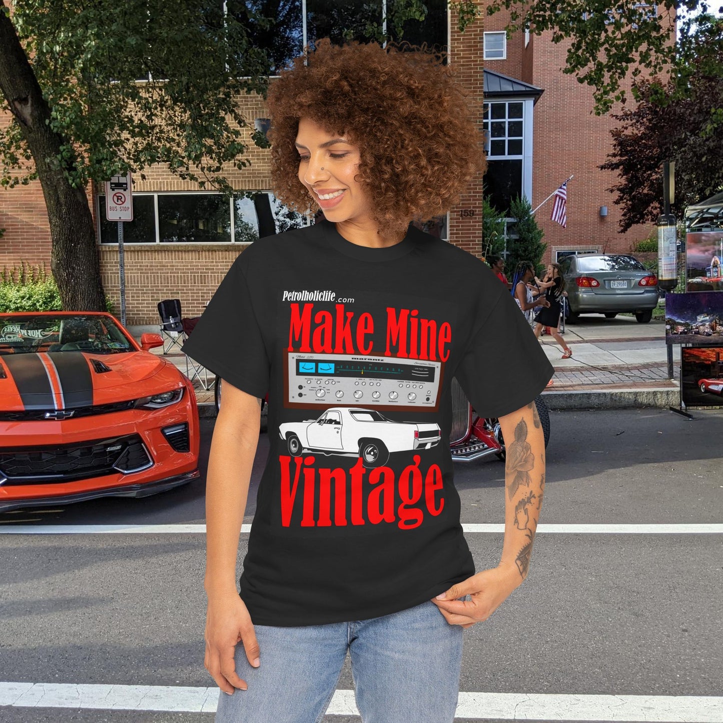 Make Mine Vintage El Camino and Marantz - Unisex Heavy Cotton Tee