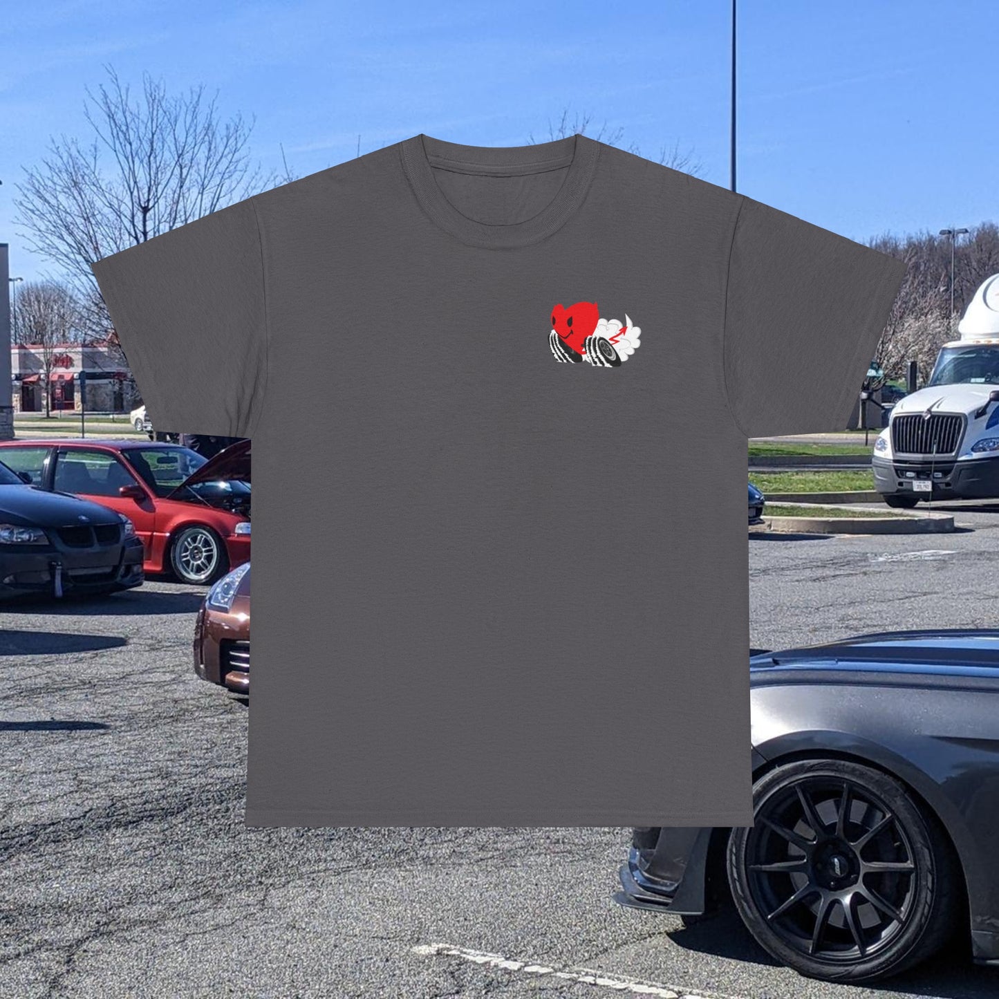 Racing Heart Front and Back - Unisex Heavy Cotton Tee