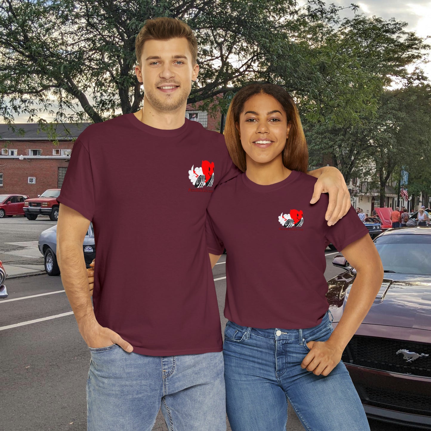 Racing Devilish Heart, also back side - Unisex Heavy Cotton Tee
