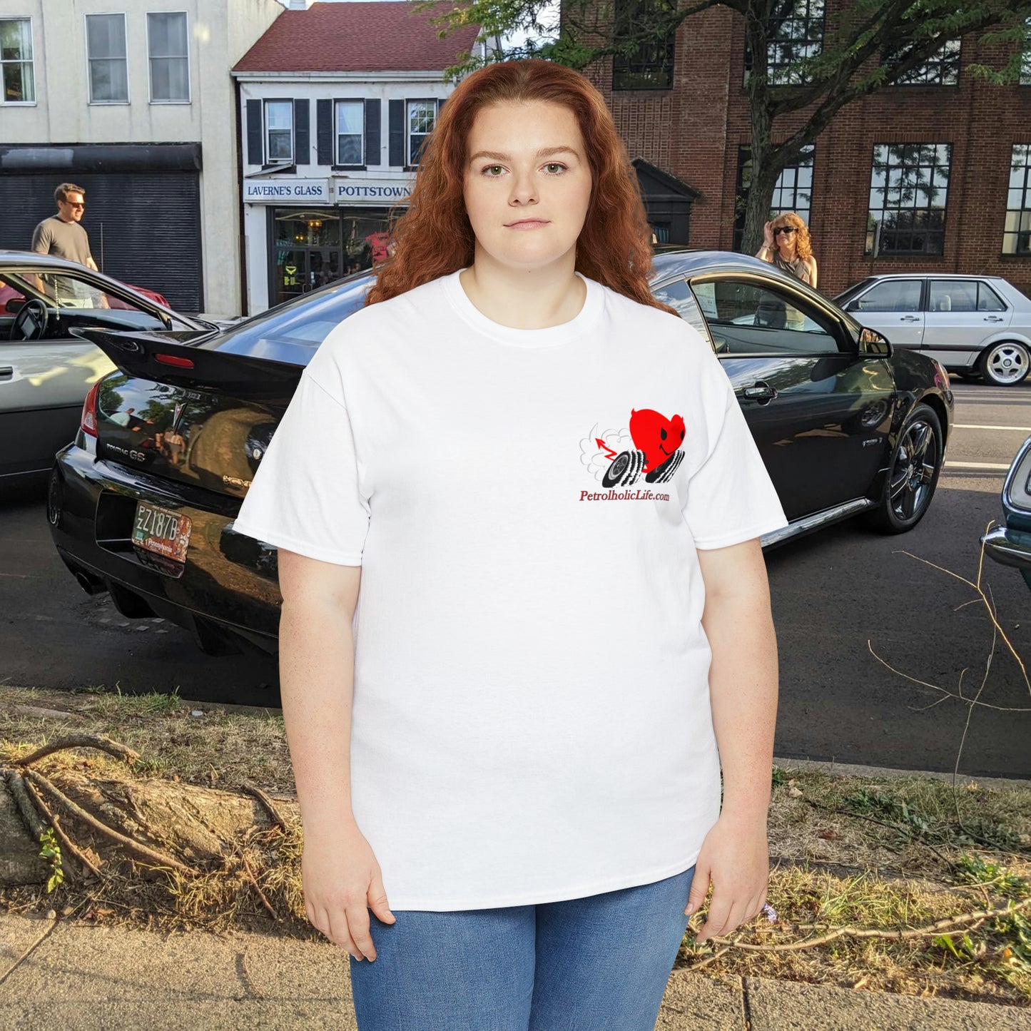 Racing Devilish Heart, also back side - Unisex Heavy Cotton Tee