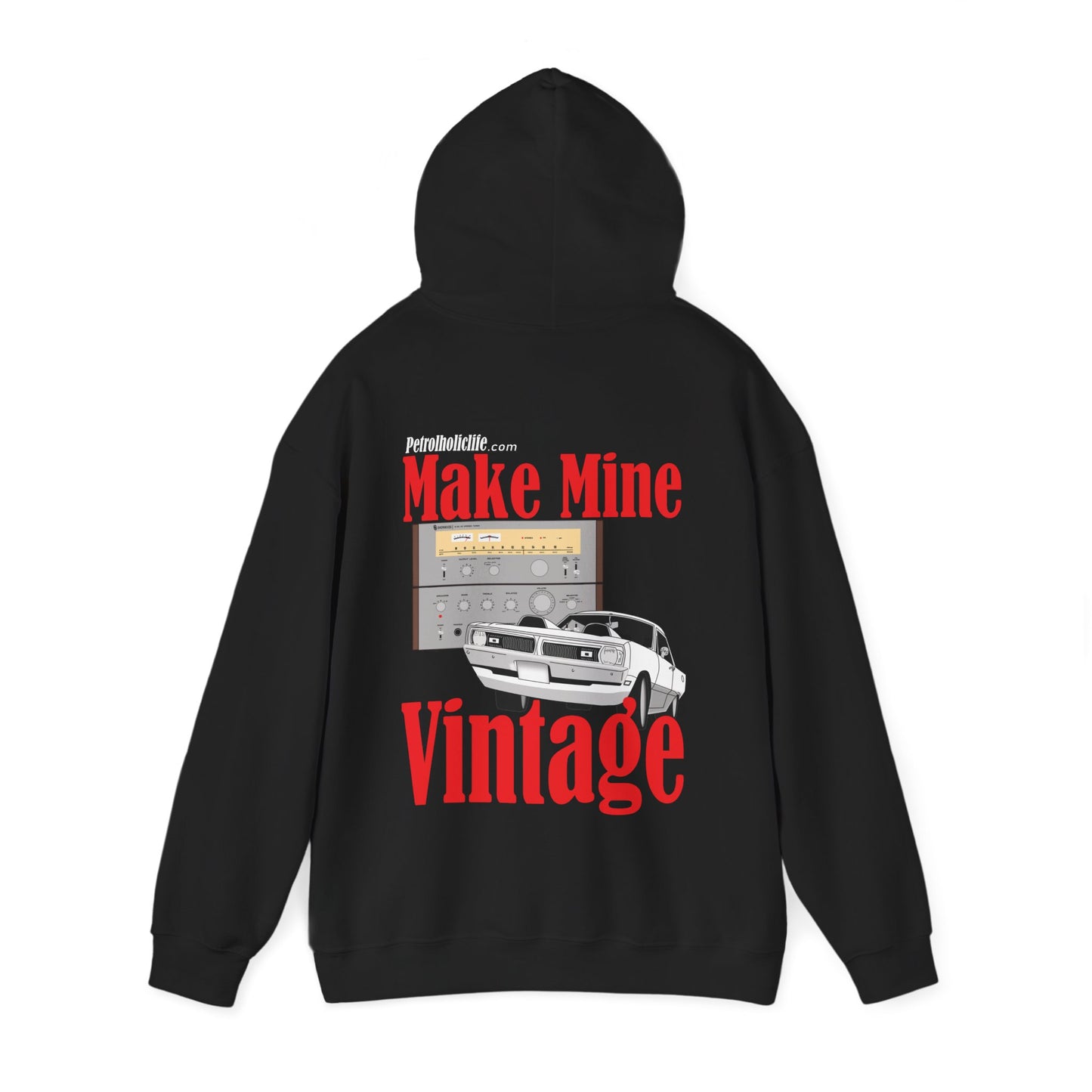 Make Mine Vintage '70 Dart Swinger, Sherwood Stereo (Back Side) Unisex Heavy Blend™ Hooded Sweatshirt