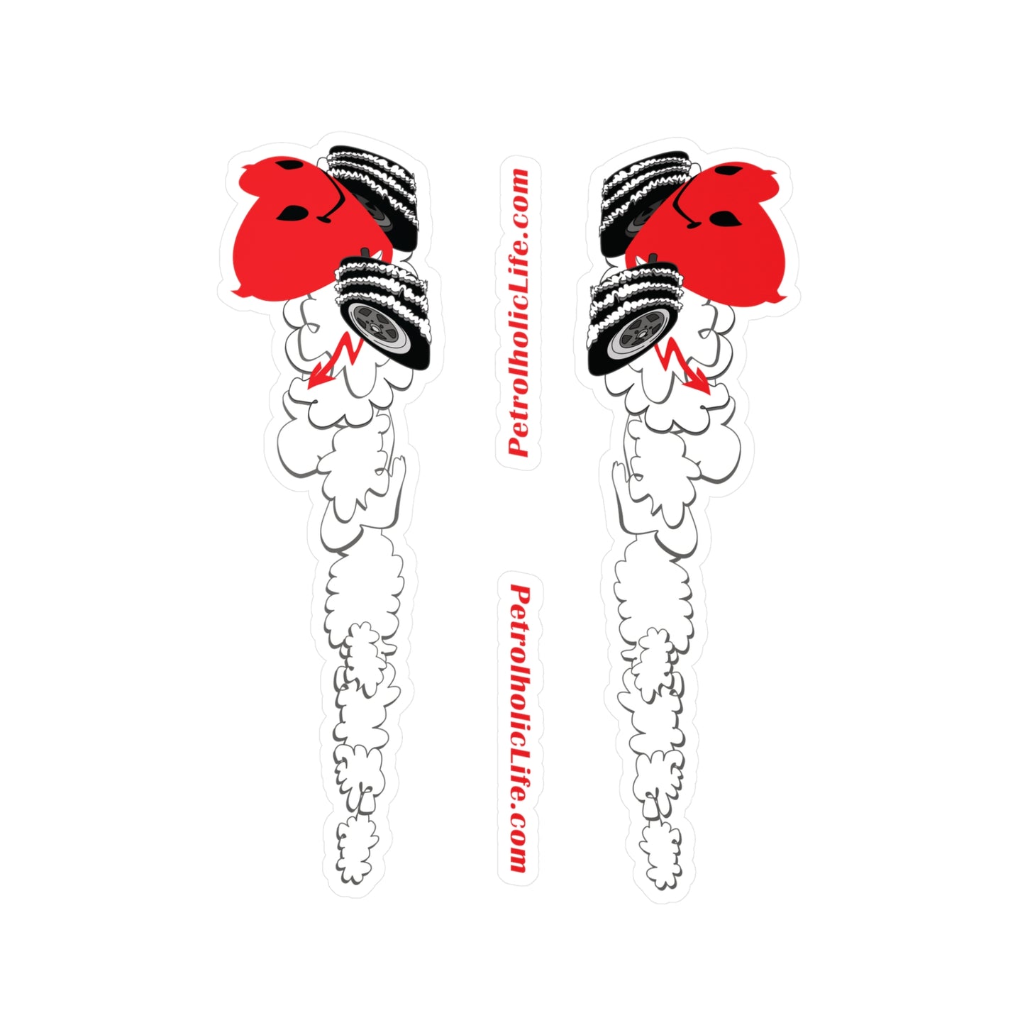 Two mirror images of Devilish Heart! Kiss-Cut Vinyl Decals