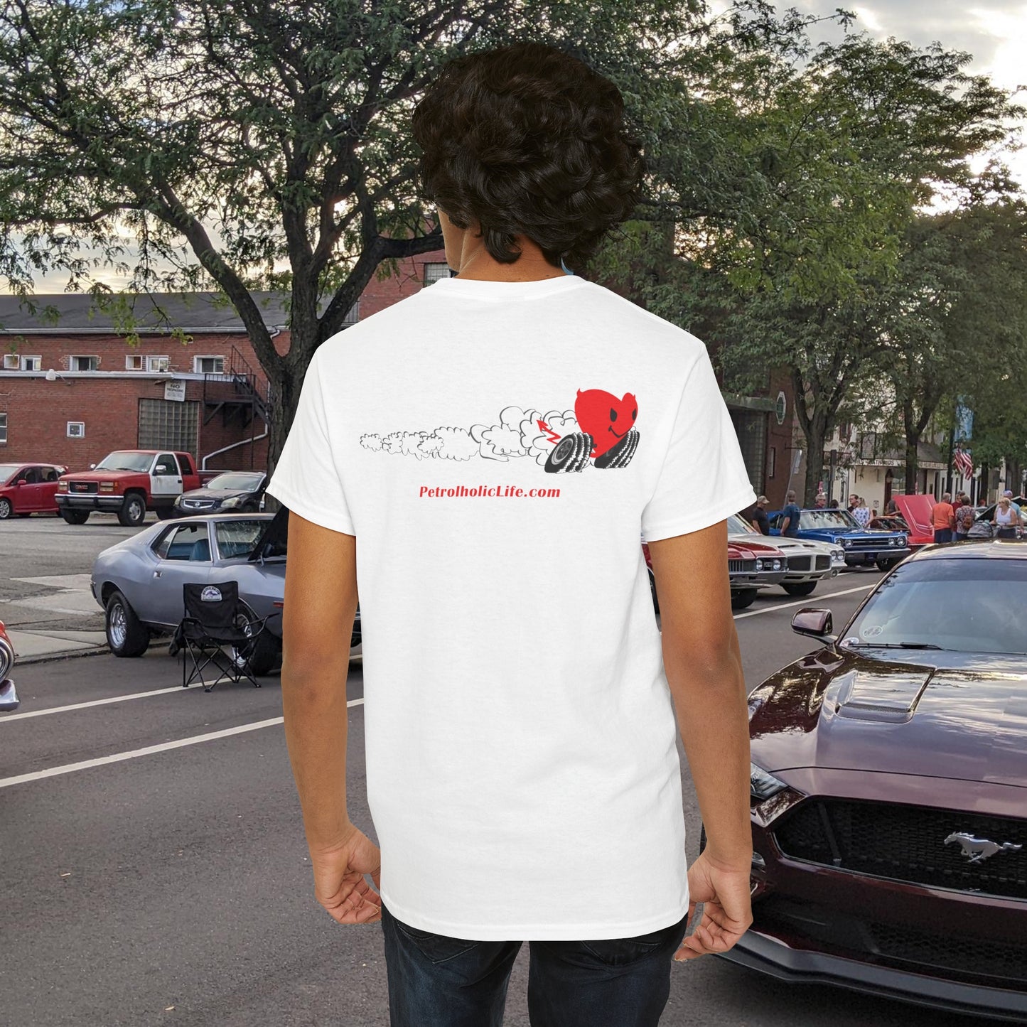Racing Heart Front and Back - Unisex Heavy Cotton Tee