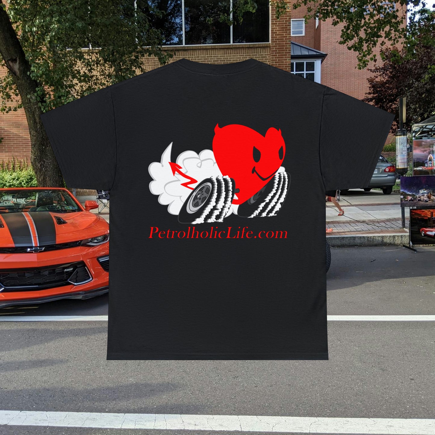 Racing Devilish Heart, also back side - Unisex Heavy Cotton Tee